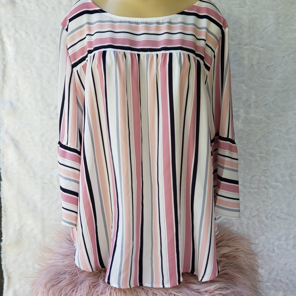 Striped Blouse with Bell Sleeves